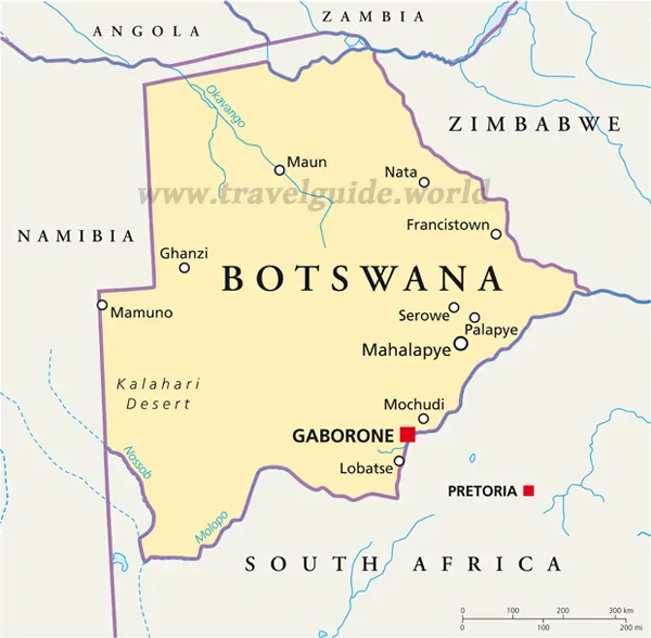 Landkarte von Botswana / Botsuana
