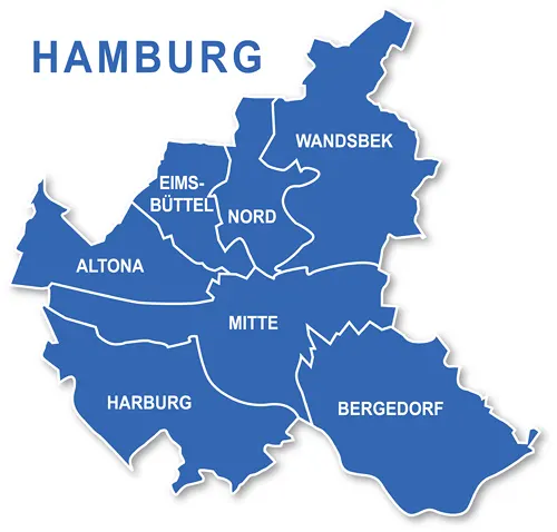 Landkarte - Stadtbezirke von Hamburg