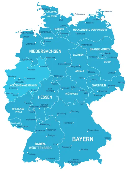 Landkarte von Deutschland - Nordrhein-Westfalen