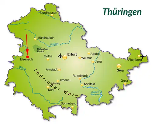 Karte von Thüringen - Eisenach