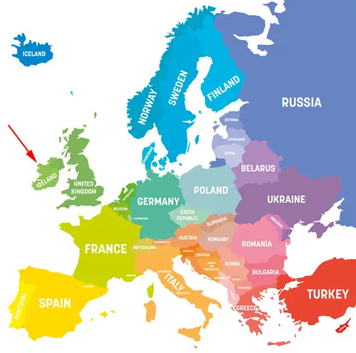 Landkarte von Europa - Irland und Nordirland
