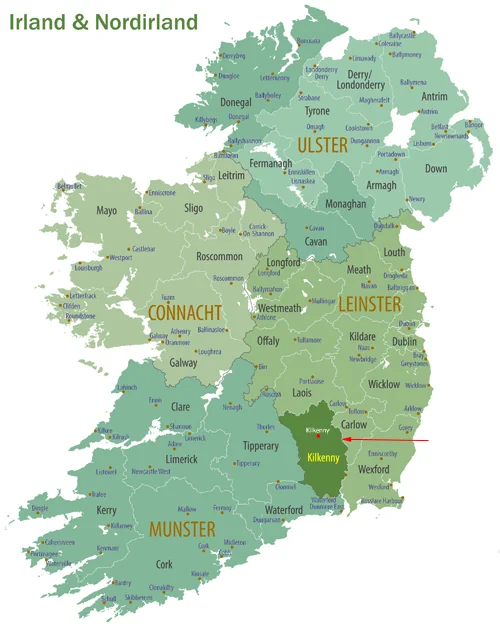 Landkarte irische Insel - County Kilkenny in Irland
