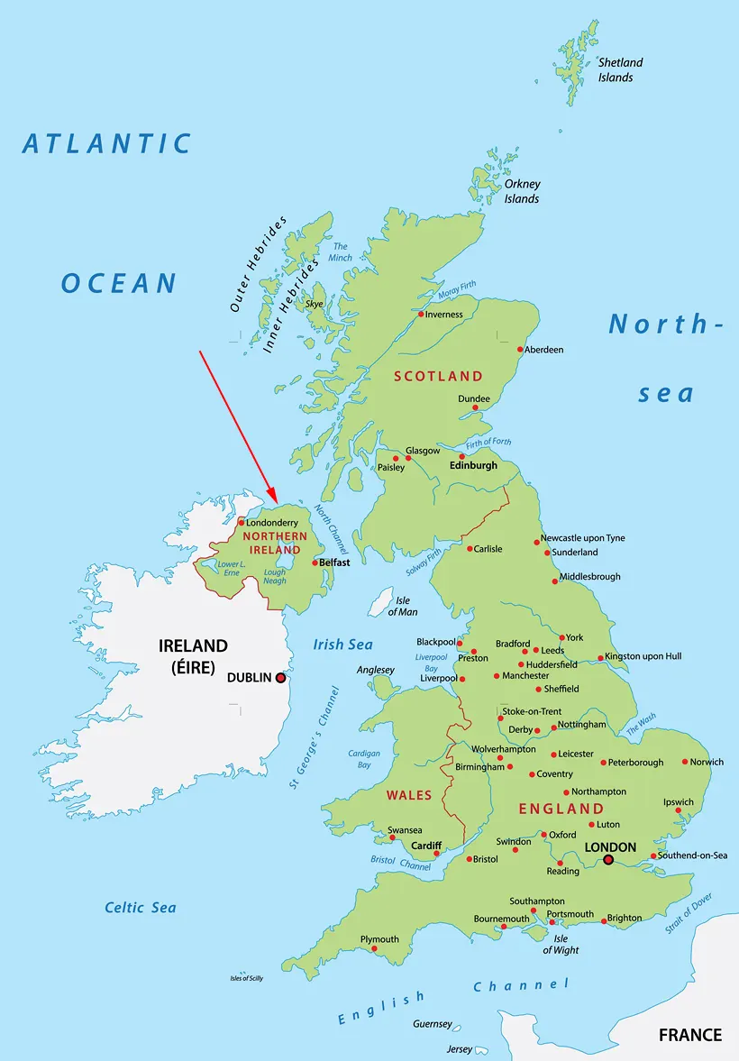 Landkarte von Großbritannien - Wales